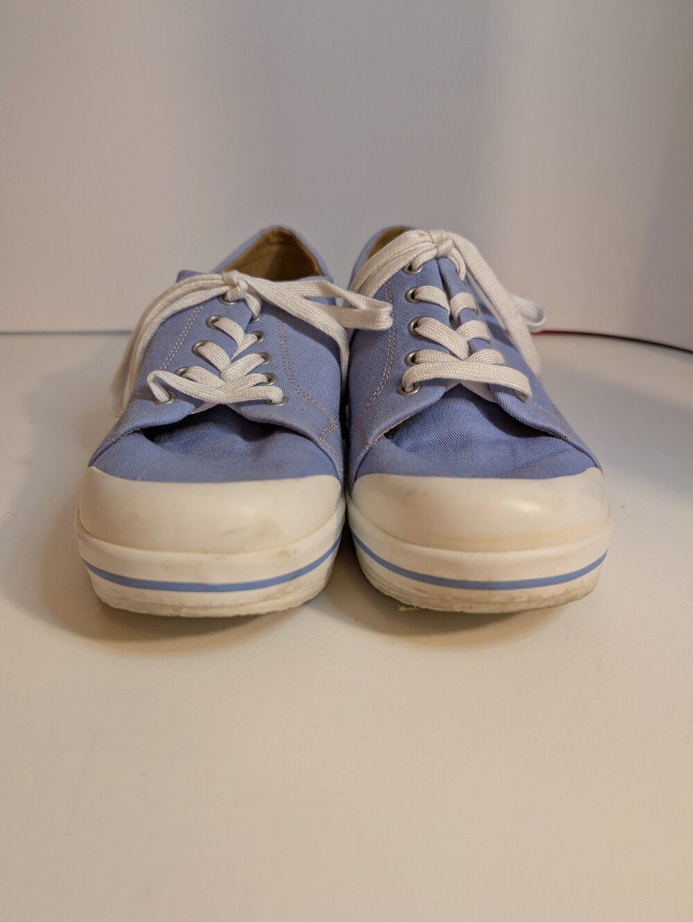 Light Blue Canvas Lace-Up Sneakers - Picture 3 of 10